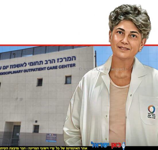 דר' ביאטריס טיאוסנו מנהלת מחלקת עיניים במרכז הרפואי הלל יפה- חדרה ברקע: המתחם החדש של מכון העיניים | צילום: דוברות הלל יפה | עיבוד: Photolab | עיבוד צילום: שולי סונגו©