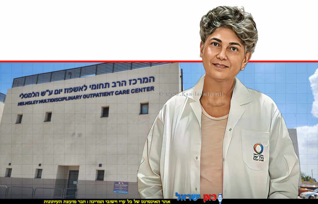 דר' ביאטריס טיאוסנו מנהלת מחלקת עיניים במרכז הרפואי הלל יפה- חדרה ברקע: המתחם החדש של מכון העיניים | צילום: דוברות הלל יפה | עיבוד: Photolab | עיבוד צילום: שולי סונגו© 