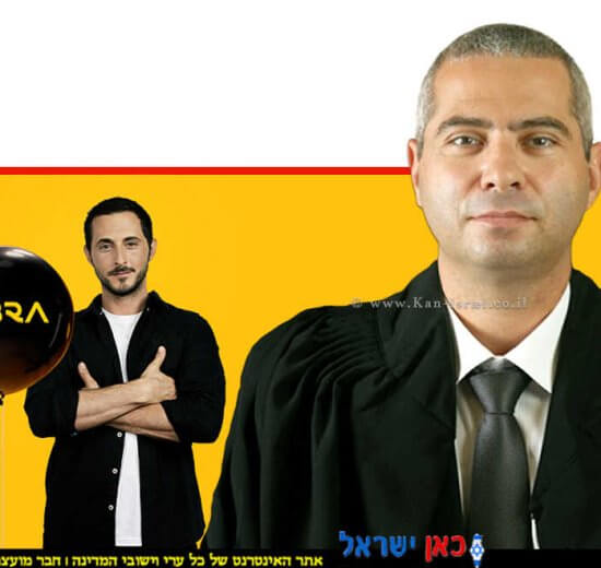 כב' השופט גיא אבנון, בית משפט השלום נתניה ברקע ידוען (פרזנטור) חברת ליברה לעידוד ביטוח הרכב בחברה | עיבוד: Photolab | הדמייה של בינה מלאכותית | עיבוד צילום: שולי סונגו©