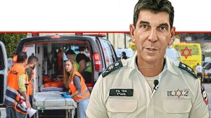 רמ"ג אלי בין מנכל מד"א בתרגיל היערכות לרעידת אדמה של המרכז הרפואי זיו, או מלחמה | צילום: מיכאל גלעדי, המרכז הרפואי זיו בצפת | עיבוד: Photolab | עיבוד צילום: שולי סונגו©