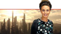 השרה להגנת הסביבה עידית סילמן האם תושבי מפרץ חיפה הופקרו שוב לזיהום מסכן חיים | ברקע: בתי הזיקוק בחיפה | צילום ארכיון© אילן מלסטר | עיבוד: Photolab | עיבוד צילום: שולי סונגו©