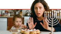 מכון התקנים עם טיפים לחג חנוכה בצילום אימא שומרת על הנה הפעוט בהדלקת החנוכייה | הדמייה של בינה מלאכותית של Gemini Google | עיבוד צילום: שולי סונגו©