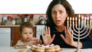 מכון התקנים עם טיפים לחג חנוכה בצילום אימא שומרת על הנה הפעוט בהדלקת החנוכייה | הדמייה של בינה מלאכותית של Gemini Google | עיבוד צילום: שולי סונגו©