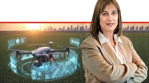 המדענית הראשית במשרד החקלאות וביטחון המזון, ד"ר מיכל לוי, רקע: חקלאות בעידן מידע מדויק מהשטח | צילום יובל יוסף, לע"מ | הדמייה של בינה מלאכותית של Gemini Google | עיבוד: Photolab | עיבוד צילום: שולי סונגו© | עיבוד צילום: שולי סונגו©