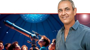 ראש העיר חדרה ניר בן חיים ברקע מסע בין כוכב; בין 20–29 בינואר 2026, תציין חדרה את השנה השנייה את 'שבוע החלל הישראלי' ב"טכנו-דע" | עיבוד: Photolab | עיבוד צילום: שולי סונגו©