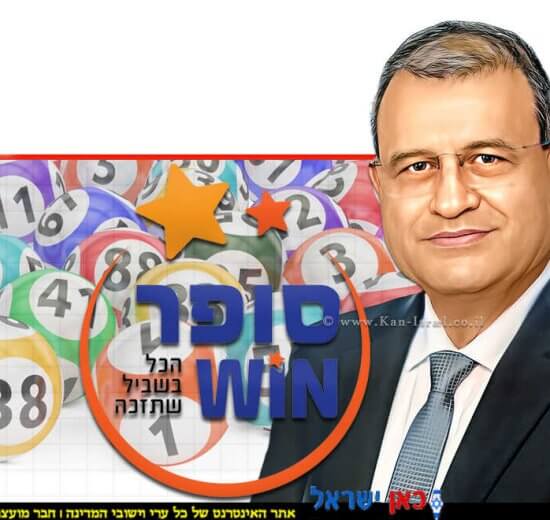 קובי זריהן, הממונה על הרשות להגנת הצרכן ולסחר הוגן, ברקע: לוגו חברת "סופר ווין 2009 בע"מ" ("קלאב פור יו") וכדורי הגרלת הלוטו | עיבוד: Photolab | עיבוד צילום: שולי סונגו©