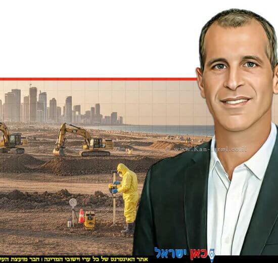 אבי חיים, סמנכ"ל בכיר במשרד להגנת הסביבה. הדמיה: אתר בנייה ודחפורים בשטח שדה דב על רקע קו החוף של תל אביב | הדמייה של בינה מלאכותית של Gemini Google | עיבוד: Photolab שולי סונגו ©