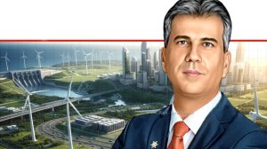 שר האנרגיה, אלי כהן: ברקע: האנרגיה המתחדשת והקיימות | הדמייה של בינה מלאכותית של Gemini Google | עיבוד: Photolab שולי סונגו ©