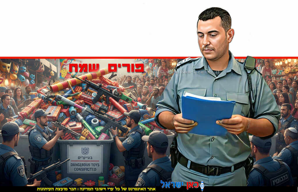 פקח עירוני במבצע אכיפה ארצי נגד פצצות מתקתקות "הצעצועים" שהופכים לכלי נשק | צילום: משרד הכלכלה, Shutterstock | צילום: Gemini Google | עיבוד: שולי סונגו © 