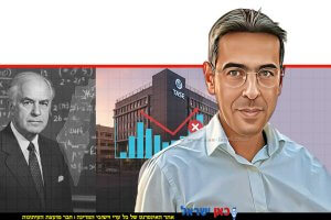 מימין: שלומי תורג'מן, מנכ"ל Zoooz. ברקע: הכלכלן מילטון פרידמן והבורסה לניירות ערך בת"א. הגישה השמרנית מול המציאות הכלכלית ב-2024 | הדמייה של בינה מלאכותית של Gemini Google | עיבוד: Photolab שולי סונגו ©