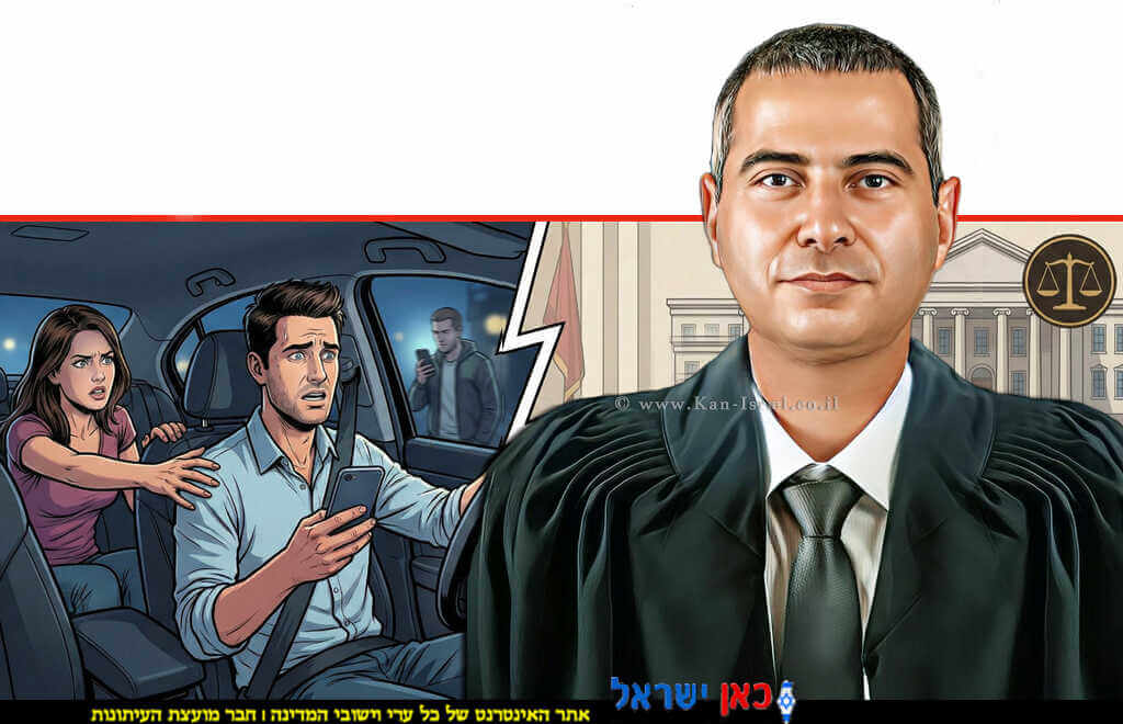 החלטת כבוד השופט גיא אבנון, על התנהלות המשטרה בעימות בין בני זוג סביב תמונות אינטימיות | הדמייה של בינה מלאכותית של Gemini Google | עיבוד: Photolab שולי סונגו ©