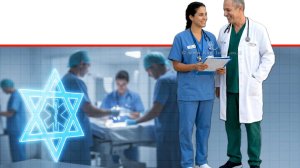 רופא ואחות בחדר מיון, אגף שעת חירום במשרד הבריאות מעדכן של נתוני הנפגעים במבצע "שאגת הארי" | צילום: הדמייה Gemini Google | עיבוד: Photolab שולי סונגו ©