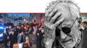 עיוור קשיש שנשדד באכזריות בחיפה בעת אזעקות "מבצע שאגת הארי” ברקע: המטרה עוצרת חשודים, הדמייה בצילום: Gemini Google | עיבוד: Photolab שולי סונגו ©