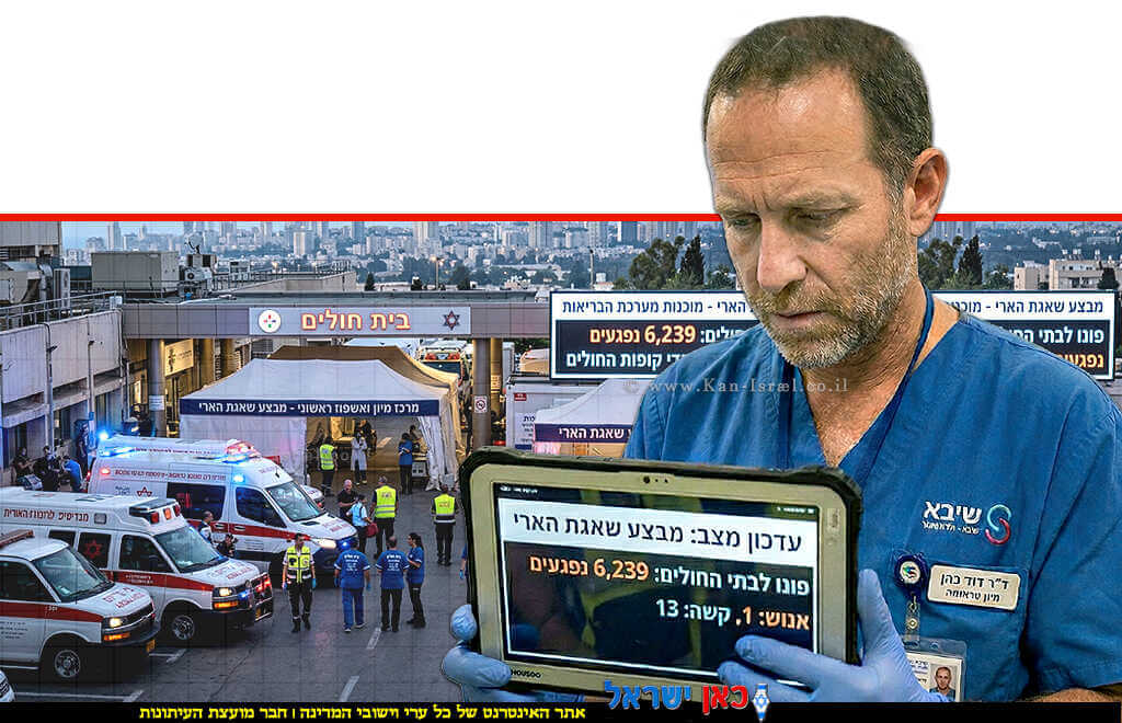 רופא במיון ברקע מערכת הבריאות ב"מבצע שאגת הארי": בסוף מרץ 2026, 118 נפגעים עדיין מאושפזים בישראל | הדמייה בצילום: Gemini Google | עיבוד: Photolab שולי סונגו ©
