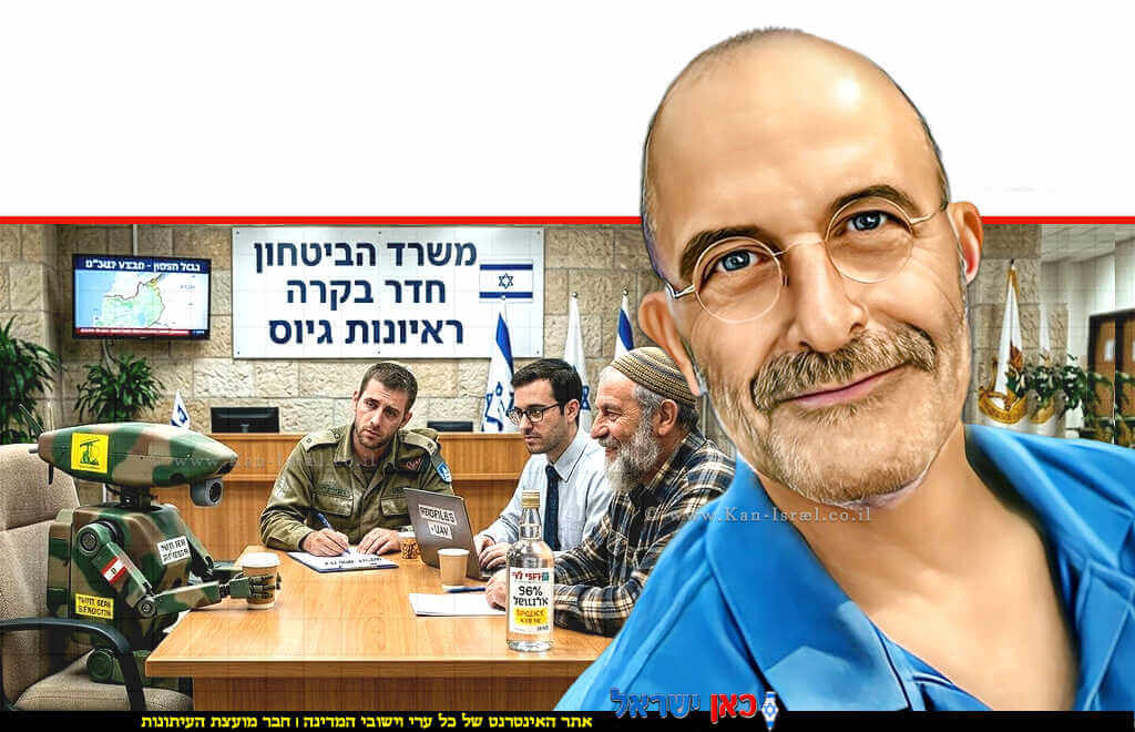 גיורא אלדן בטור אישי הכטב"ם בראיון העבודה במשרד הביטחון שימ לב לבקבוק ה-96 אחוזים של רמי לוי על השולחן | צילום: Gemini Google | עיבוד: Photolab שולי סונגו ©