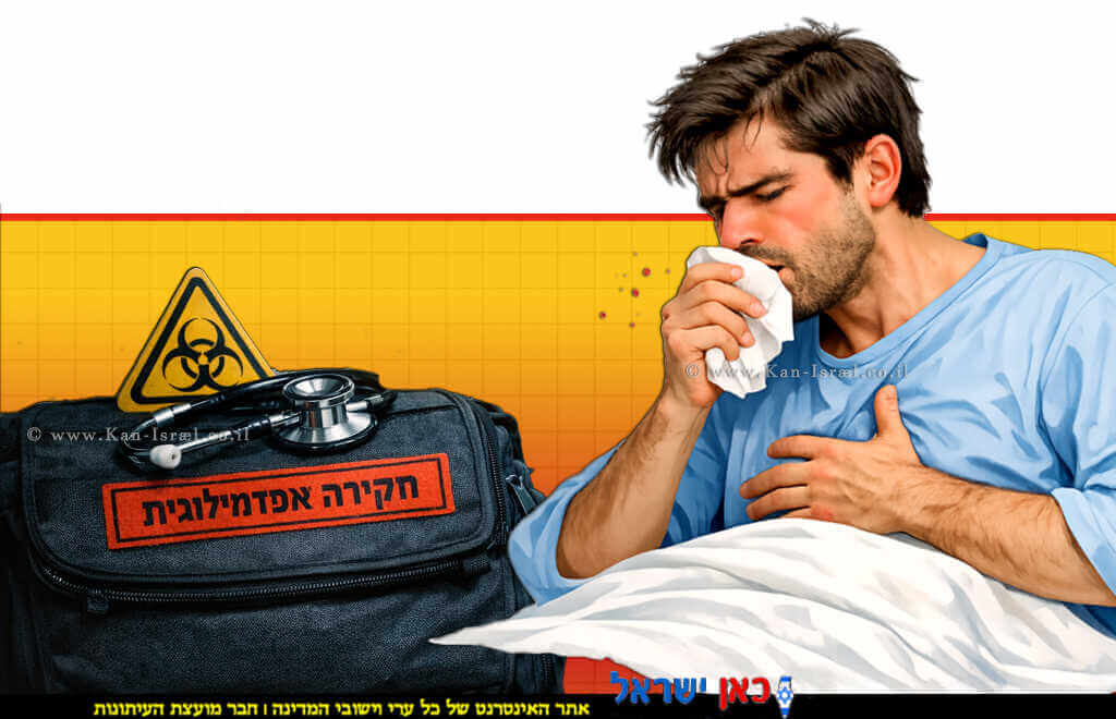 הדמיית חולה במחלת שחפת ריאתית מחלה זיהומית מידבקת עם תיק "חקירה אפידמיולוגית" | עיבוד צילום: Microsoft Copilot | עיבוד: Photolab | עיבוד צילום: שולי סונגו©