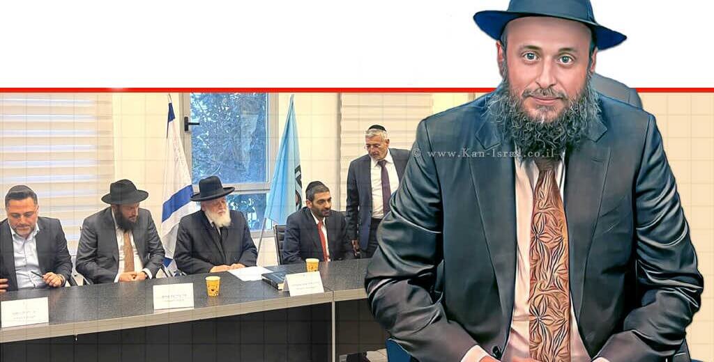 הרב יצחק ורדי, ברקע: מנכ"ל המשרד יהודה אבידן מברך את הרב הנבחר הרב יצחק ורדי, צילום: דוברות המשרד לשירותי דת | עיבוד: Photolab | עיבוד צילום: שולי סונגו©