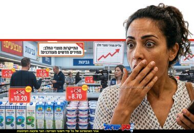 צרכנית מופתעת מהתייקרות בסל הקניות מה-1 במאי של מוצרי החלב שבפיקוח יעלו ב-1 אחוז | עיבוד: Gemini Google | עיבוד צילום: שולי סונגו©