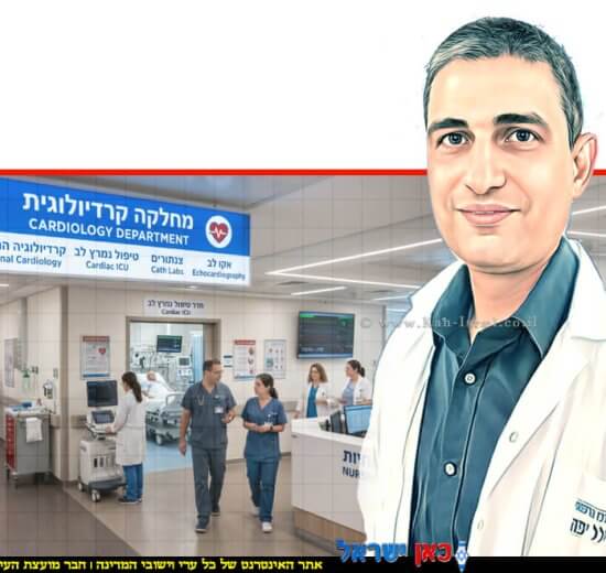 הקרדיולוג המומחה ד"ר חזי שמואלי, מנהל 'הלל יפה' |רקע: הדמיית שירותים קרדיולוגיים בבית חולים | צילום: דוברות | עיבוד: Gemini Google | עיבוד צילום: שולי סונגו©