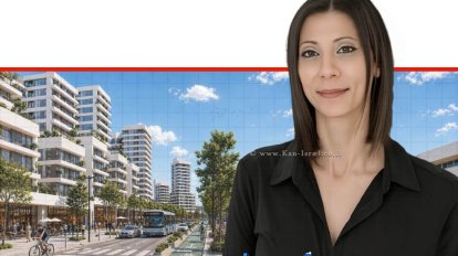 עינב רינגלר מנהלת אגף בכיר לתכנון ופרויקטים ברשות מקרקעי ישראל, הדמיה מתחם התפר הוד השרון צילום:רמ"י | ai Capilot | עיצוב: שולי סונגו©