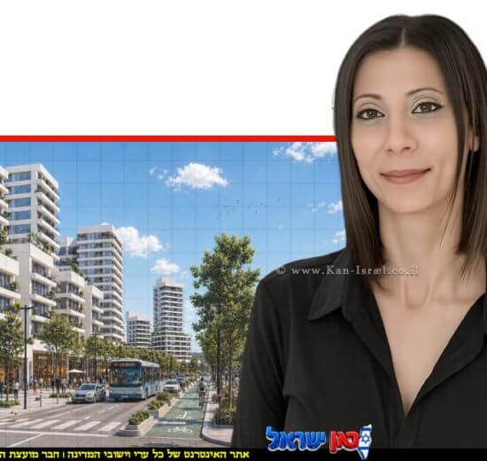 עינב רינגלר מנהלת אגף בכיר לתכנון ופרויקטים ברשות מקרקעי ישראל, הדמיה מתחם התפר הוד השרון צילום:רמ"י | ai Capilot | עיצוב: שולי סונגו©