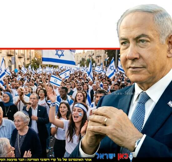 ראש הממשלה בנימין נתניהו, בנאומים שנשא ערב חג העצמאות ה-78 | רקע: עם ישראל חוגג | עיבוד: Gemini Google | עיבוד צילום: שולי סונגו©