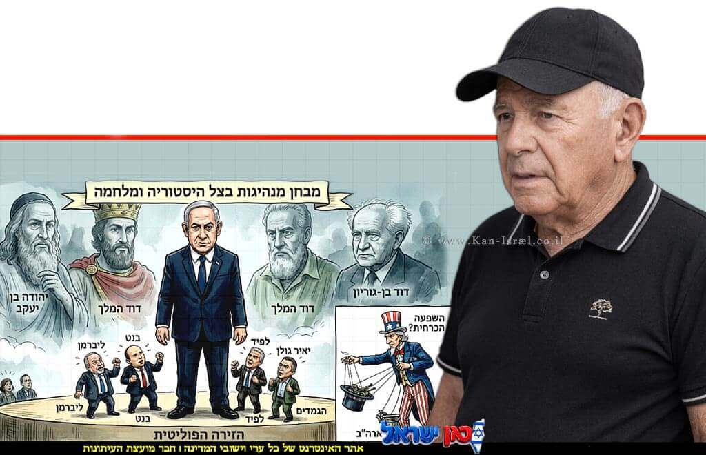 ד"ר אברהם בן-עזרא ברקע: מועמדים מציגים את עצמם כ"ראויים לראשות הממשלה | עיבוד: AI | עיצוב: שולי סונגו© 