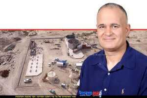 מאיר צור ראש המועצה אזורית הערבה התיכונה ברקע: קידוחי עין יהב | צילום: עמיחי סנדלר | עיבוד: AI | עיצוב: שולי סונגו©