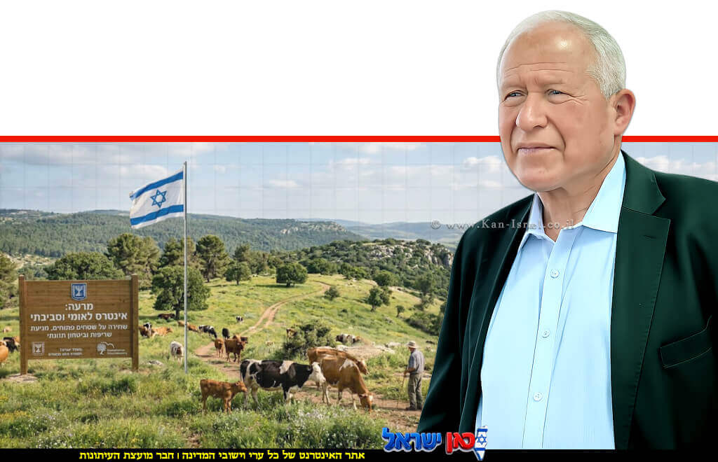 שר החקלאות וביטחון המזון, חה״כ אבי דיכטר ברקע: מגדל בקר | עיבוד: Gemini Google | עיצוב: שולי סונגו© 
