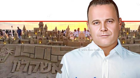 ראש העיר אשקלון, מר תומר גלאם, אירועי "קיץ שמח באשקלון" ! פסטיבל פיסול בחול, צילום אלעד מלכה | עיבוד: Gemini Google | עיצוב: שולי סונגו©