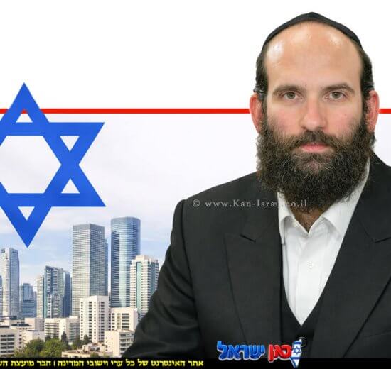 יהודה מורגנשטרן, מנכ״ל משרד הבינוי והשיכון ברקע בניינים ודגל ישראל | עיבוד: AI | עיצוב: שולי סונגו©