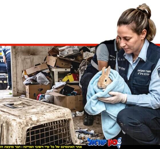 פקחית יחידת האכיפה והחקירות של משרד החקלאות והחי מחלצת ארנב | עיבוד: Gemini Google | עיצוב: שולי סונגו©