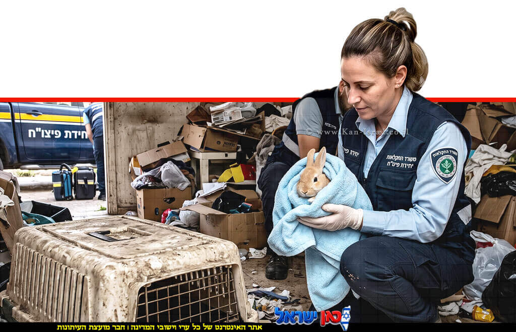 פקחית יחידת האכיפה והחקירות של משרד החקלאות והחי מחלצת ארנב | עיבוד: Gemini Google | עיצוב: שולי סונגו© פקחית יחידת האכיפה והחקירות של משרד החקלאות והחי מחלצת ארנב | עיבוד: Gemini Google | עיצוב: שולי סונגו©