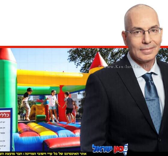 מנכ"ל מכון התקנים הישראלי הוא ד"ר גלעד גולוב ברקע מתקן מתנפח לילדים | עיבוד: Gemini Google | עיצוב: שולי סונגו©