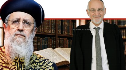 אשר קולה כב' השופט בדימוס, המכהן כנציב תלונות הציבור על השופטים. מולו כב' הרב דוד יוסף הרב הראשי לישראל ונשיא בית הדין הרבני הגדול | עיבוד: Gemini Google | עיצוב: שולי סונגו©
